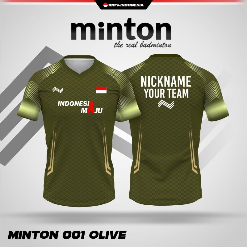 [ ANAK & DEWASA ] MINTON O01 OLIVE BAJU MINTON KAOS BADMINTON VOLLY GOWES IMPORT PINGPONG JERSEY ORI
