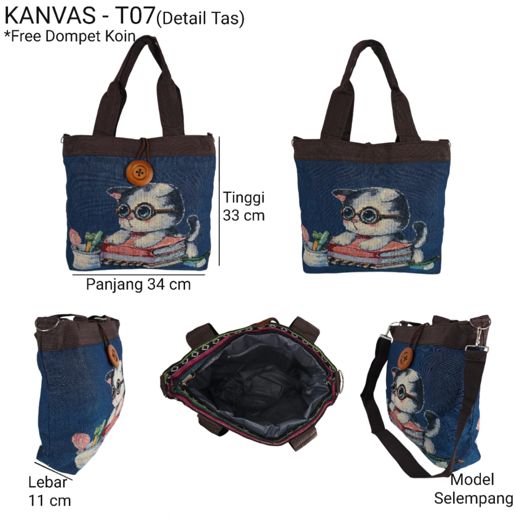 WinaBags_TAS THAILAND GAJAH OWL KANVAS T07 - TOTE BAG SLEMPANG WANITA IMPORT BEST SELLER SOUVENIR BA