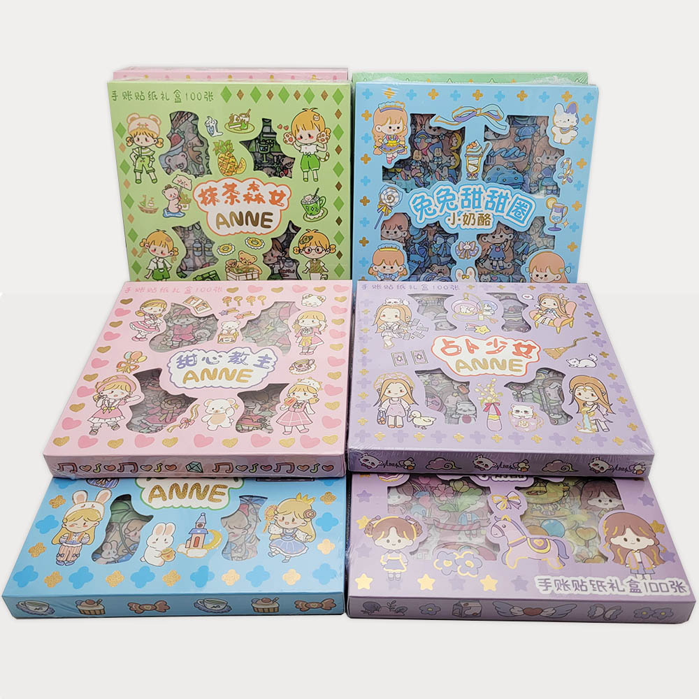 

STIKER VIRAL 1 BOX SET CUTE ESTETIK MOTIF KARTUN KOREA LUCU isi 100 Lembar