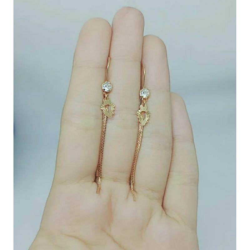 anting kait rumbay+daun ukir/perak asli silver 925 lapis emas/perhiasan fashion wanita terbaru