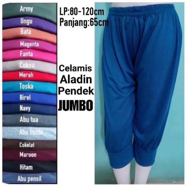 CELANA ALADIN 7/8 PENDEK JUMBO / CELANA ALADIN BAHAN KAOS RAYON / CELANA SANTAI WANITA / CELAMIS / D