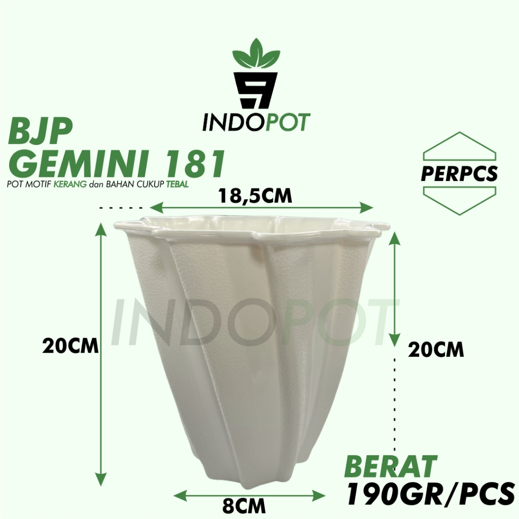 Pot BJP Gemini 181 Warna Putih Pot Bermotif Unik Untuk Tanaman Hias | INDOPOT