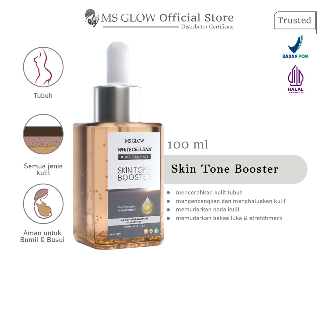 MS GLOW Body Essence White Cell DNA 100ml | Skin Toner Booster | Toner Badan