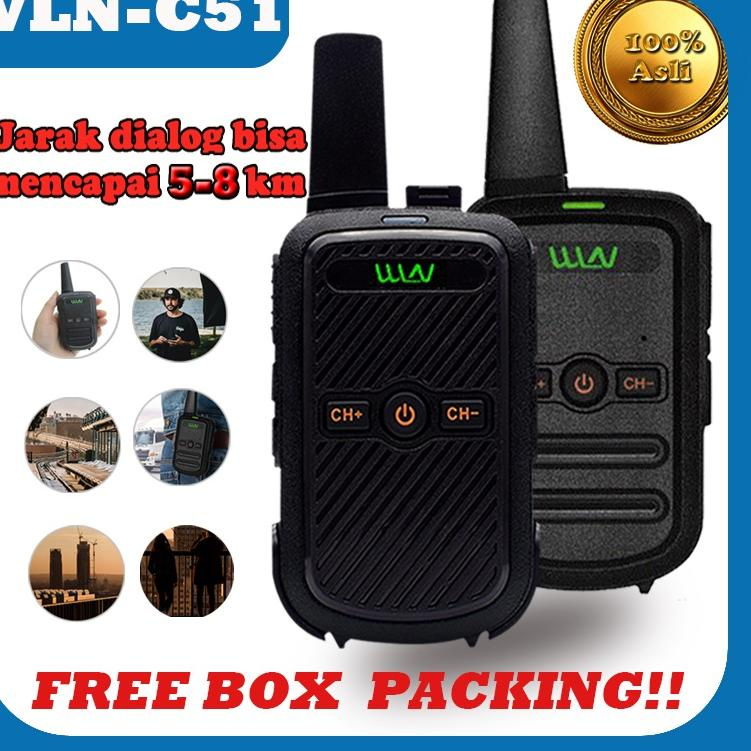 COD 100%Ori HT WLN-C51  Handy Talky sipil daya tinggiMini Wln Two-Way Radio Walkie Talkie