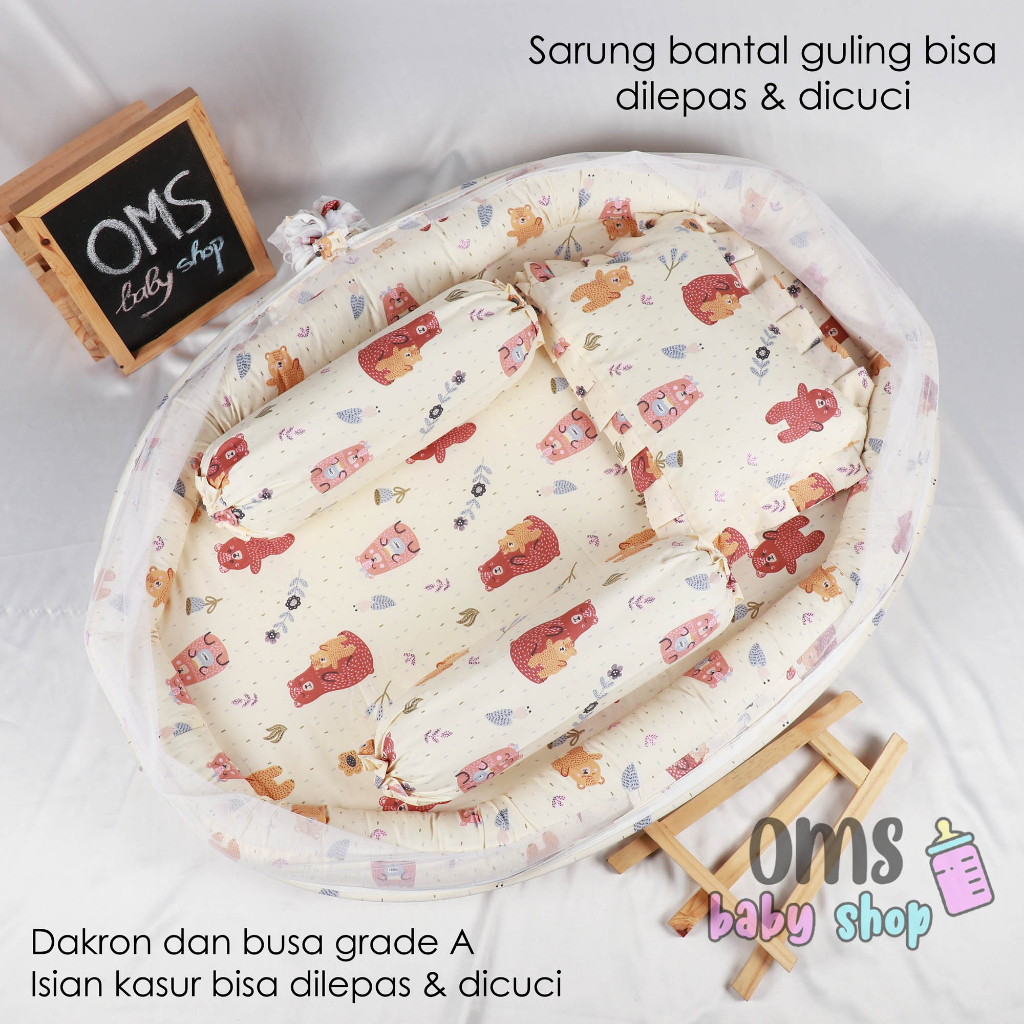 [FREE TAS MIKA] Kasur Bayi Motif Karakter / baby nest PREMIUM QUALITY dengan build in kelambu anti serangga OMS BABYSHOP!