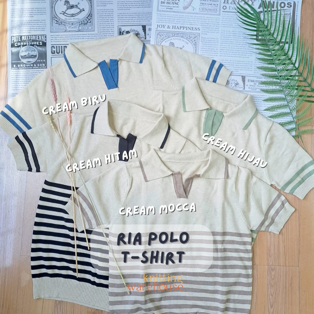 Ria Polo Tshirt Stripes Knit - Atasan Rajut Wanita (325)