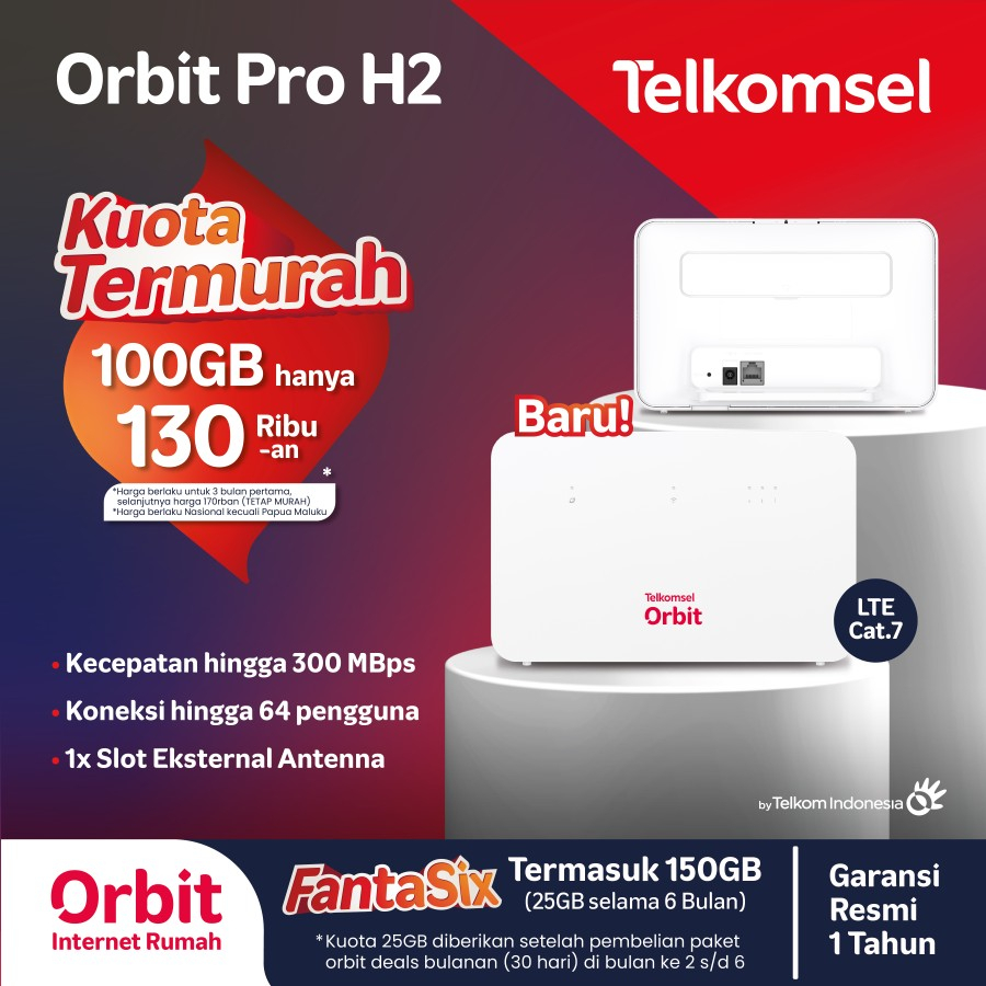 Telkomsel Orbit PRO H2 Huawei B530 Home Router Wifi Free 150GB