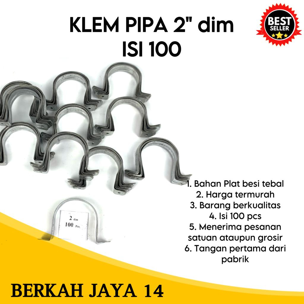 KLEM BESI PLAT PIPA UKURAN 2 INCH HARGA MURAH BARANG BERKUALITAS ISI 100 BIJI PER PACK TERLARIS