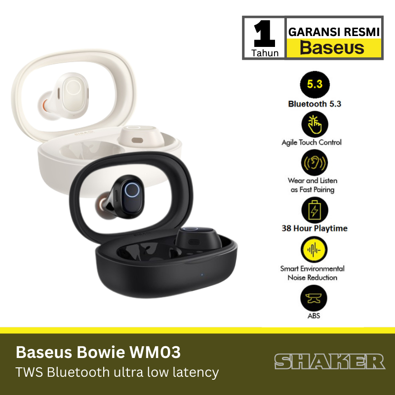 Baseus Bowie WM03 EarbudsTrue Wireless Earphones TWS Bluetooth Ultra Low Latency - NGTW3303