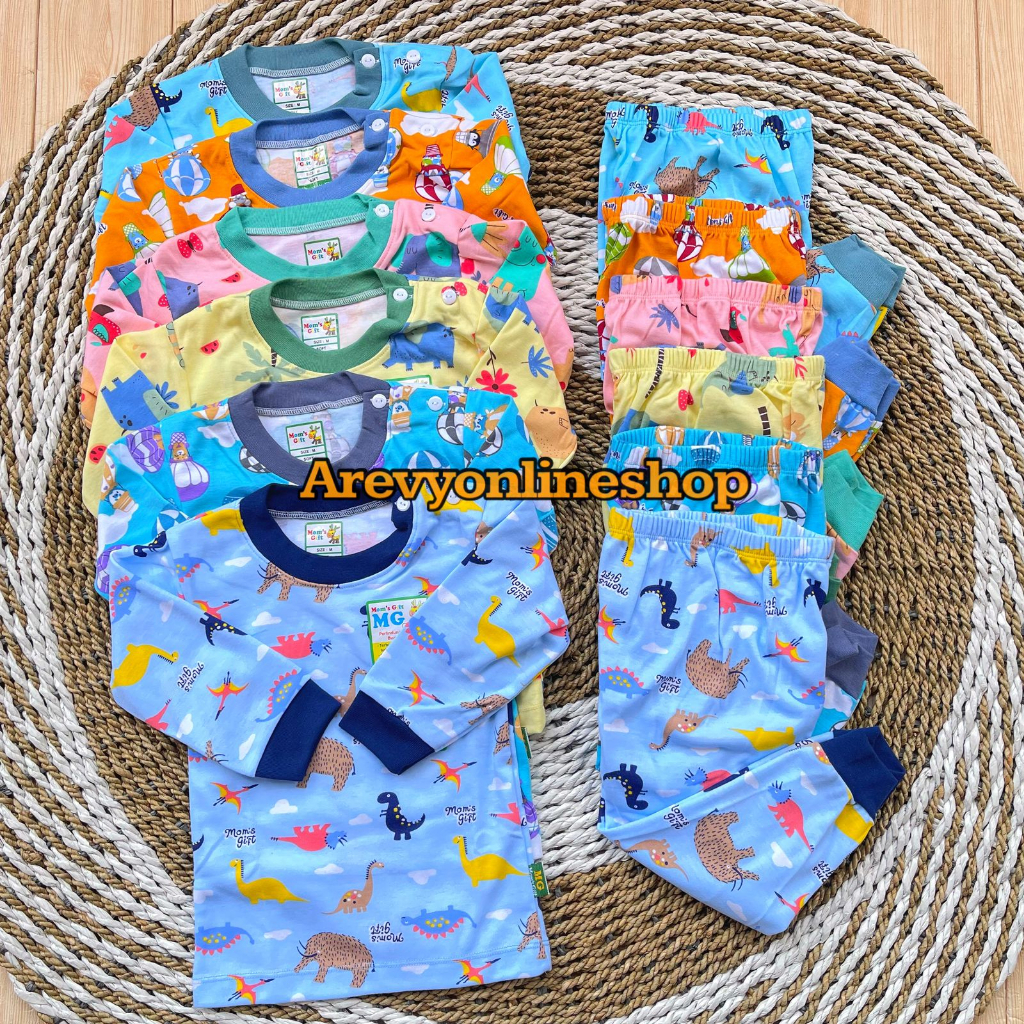 Setelan Baju Bayi Oblong Panjang Moms Gift Baju Panjang Celana Panjang Motif Baloon SML XL 4 Bulan - 4 Tahun