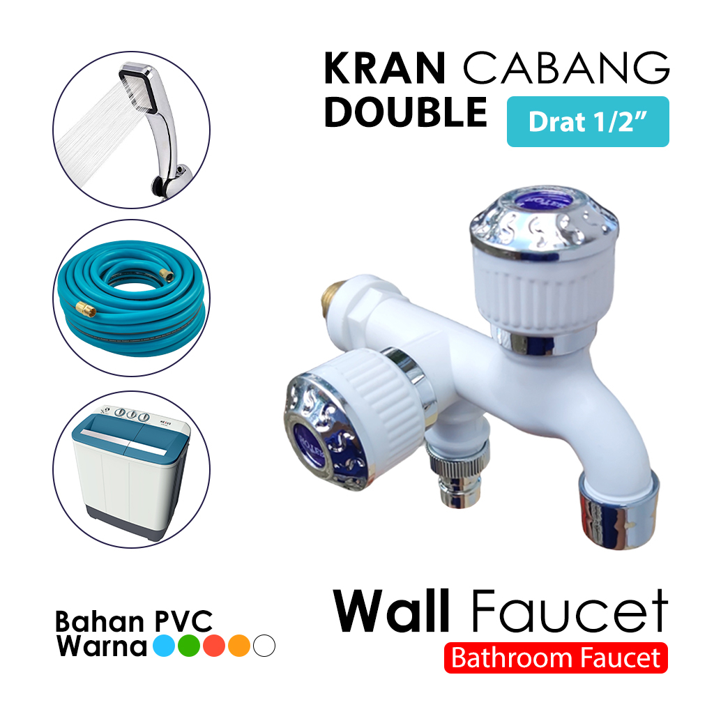 Kran Air Cabang Double / Keran Cabang Shower ABS Kamar Mandi-Kran Air Double Plastik Toilet WC - Kra