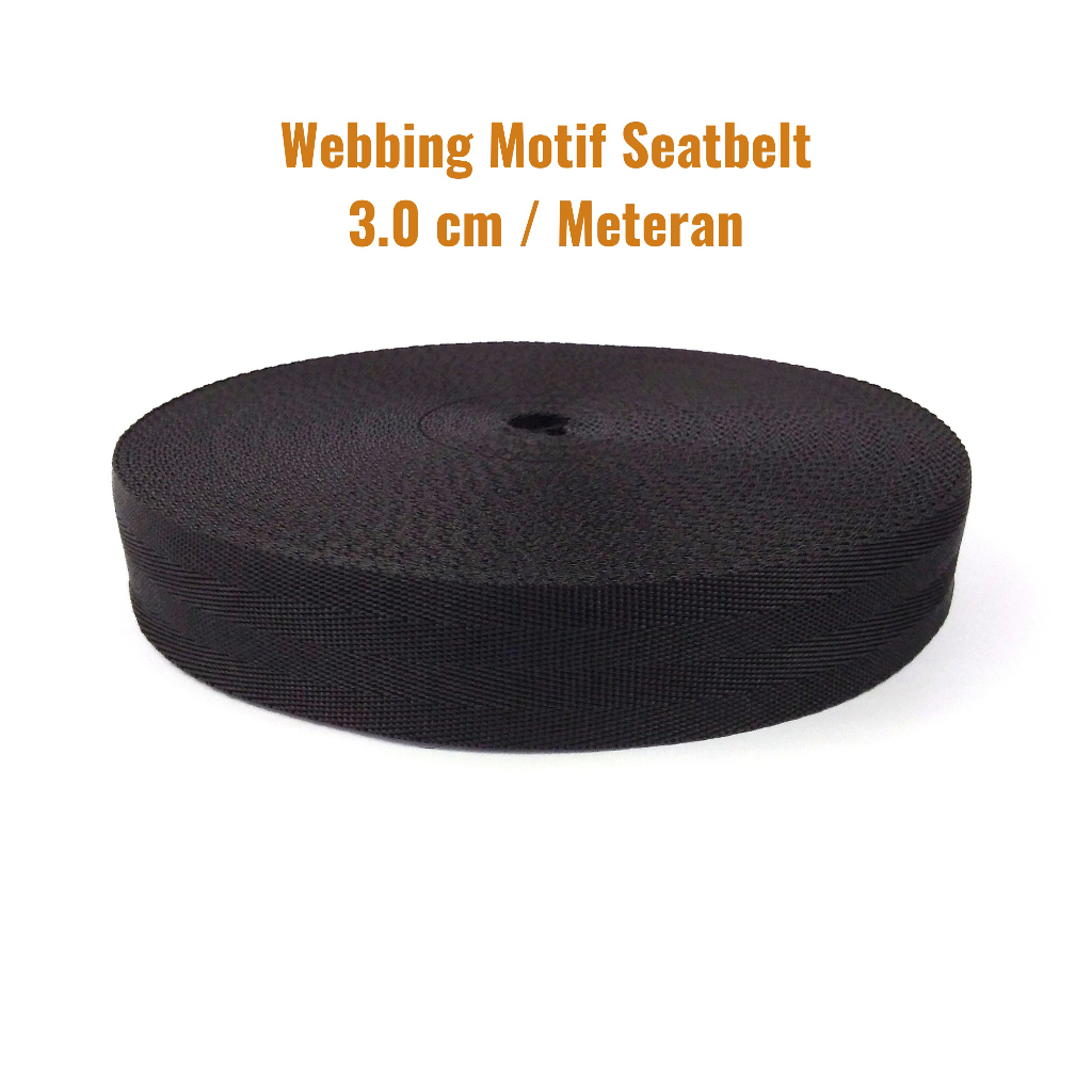 Tali Webbing / Bisban Tas Motif Seatbelt 3.0 cm Ecer Meteran