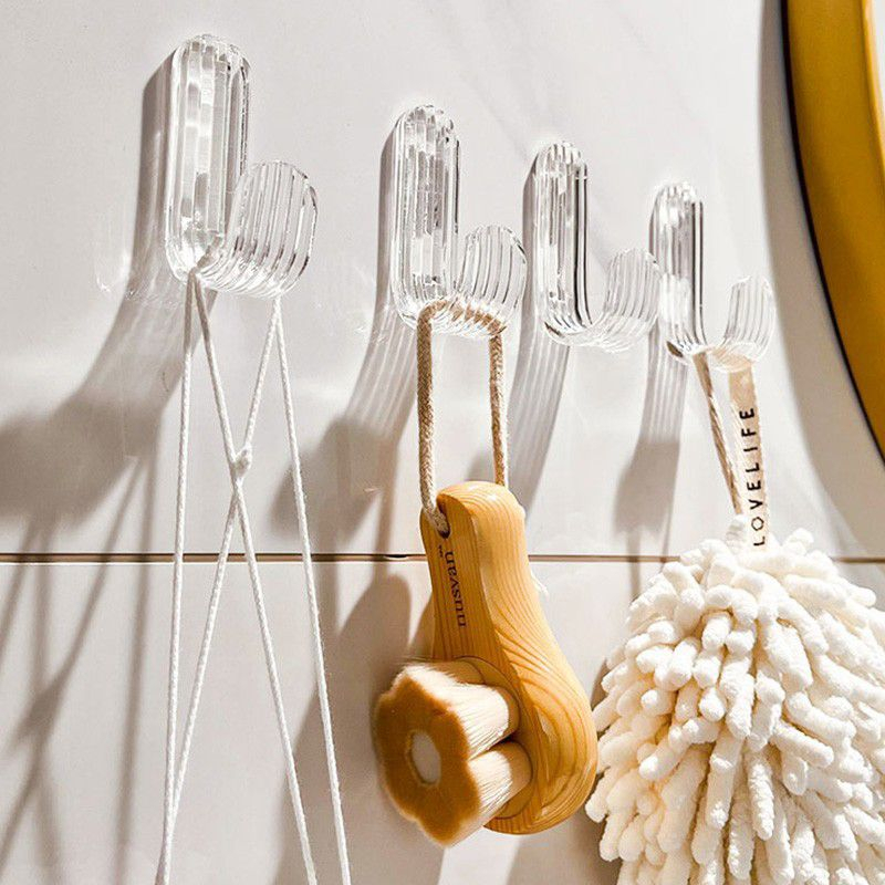 GPO Kait Tempel Dinding J Type Akrilik Kait Serbaguna Gantungan Baju