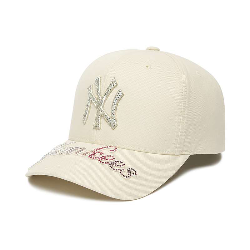 MLB NY Yankees Gradient Crystal Beaded Ball Cap Cream