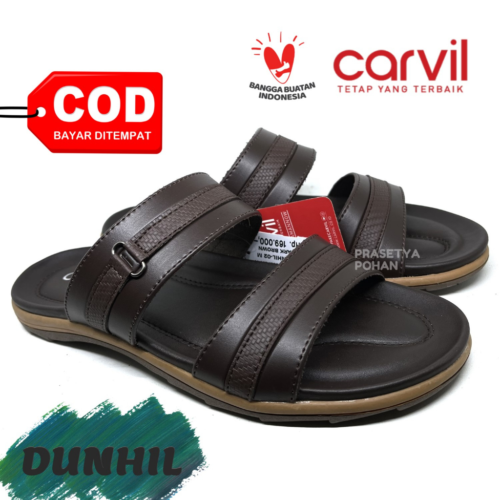 Sandal Kulit Pria Slop Carvil Original - Sendal Slide Pria Kulit Original Carvil