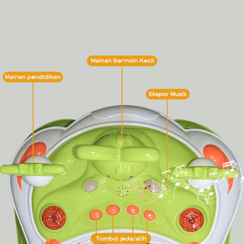 DADAWARD Baby Walker Milefo Musik Dorongan Mainan Bola+Pegangan Kupu2 Dorongan Roda 7pc