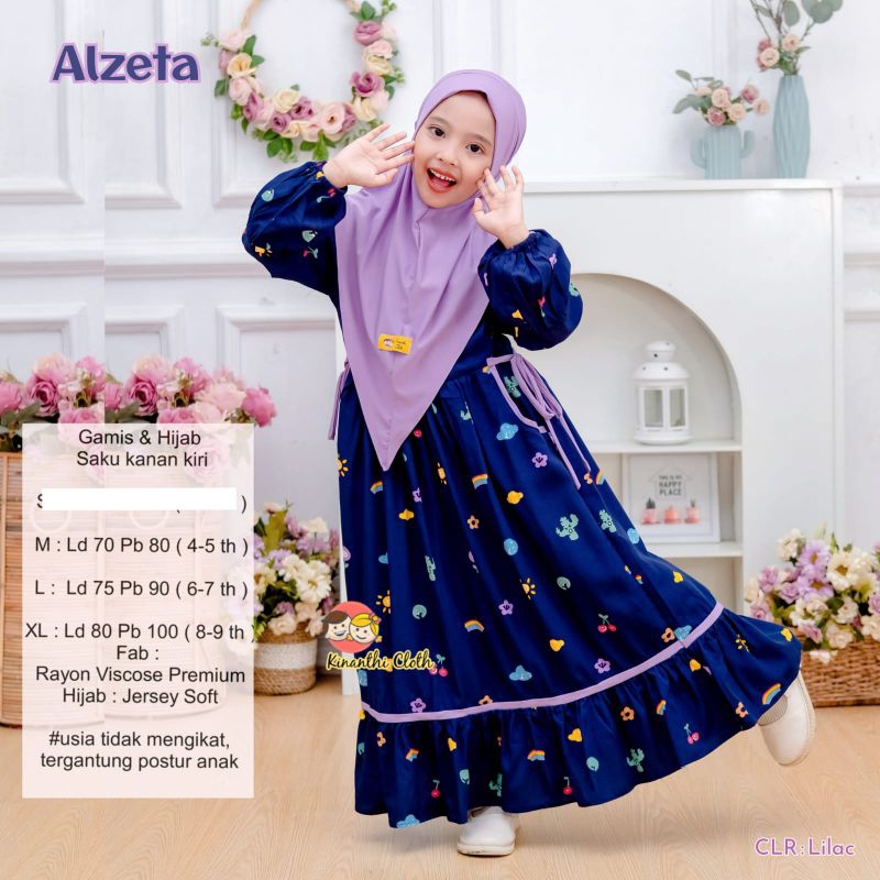ALZETA GAMIS SET ANAK, DRESS+HIJAB - KINANTHI CLOTH