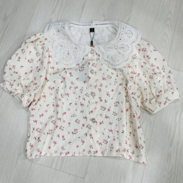 Crop top Atasan lucu Korean style baju wanita korea Bunga bunga