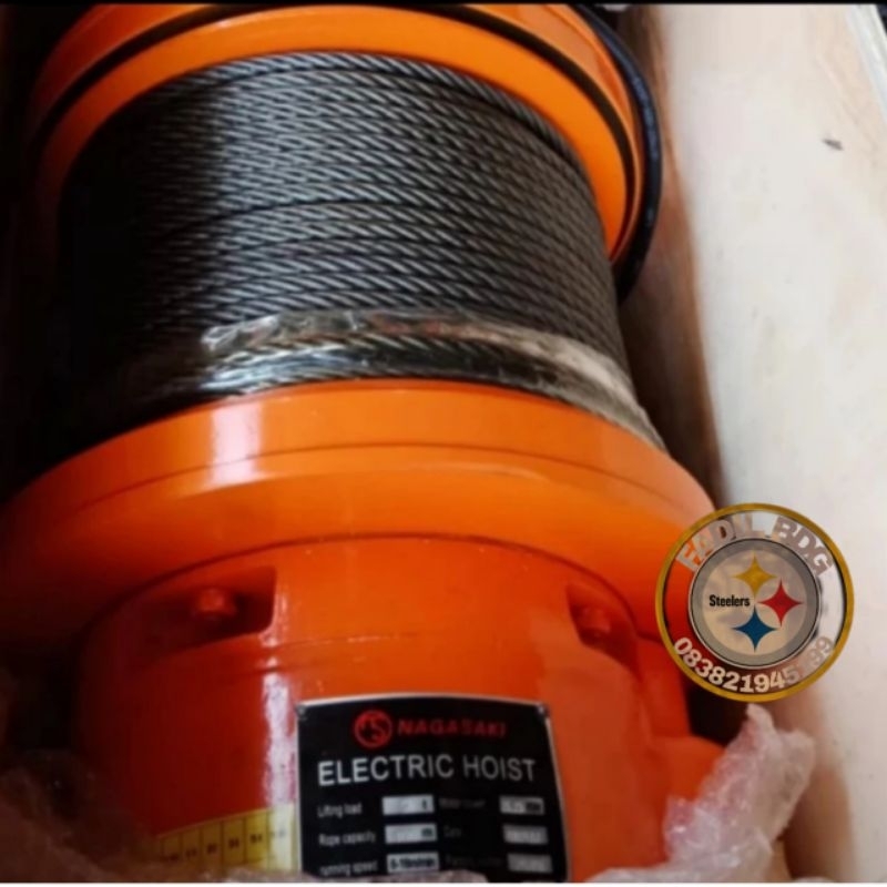 Electric winch hoist 1 ton x 100 meter katrol listrik 3 phase NAGASAKI