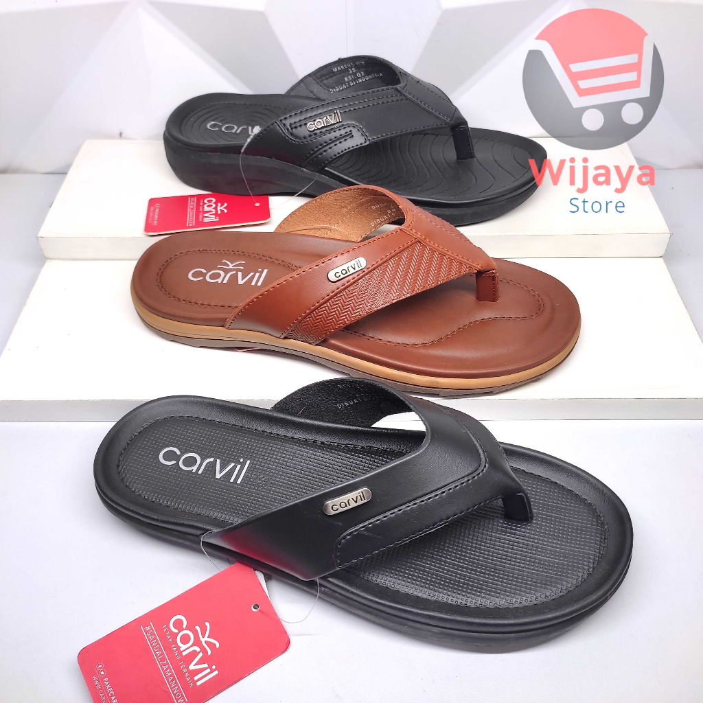 Carvil Dunhil Sandal Pria Sendal Jepit Kasual Pria Laki-Laki Original Carvil Desain Trendy Kulit Sintetis Berkualitas REVINO ALAN MARCUS