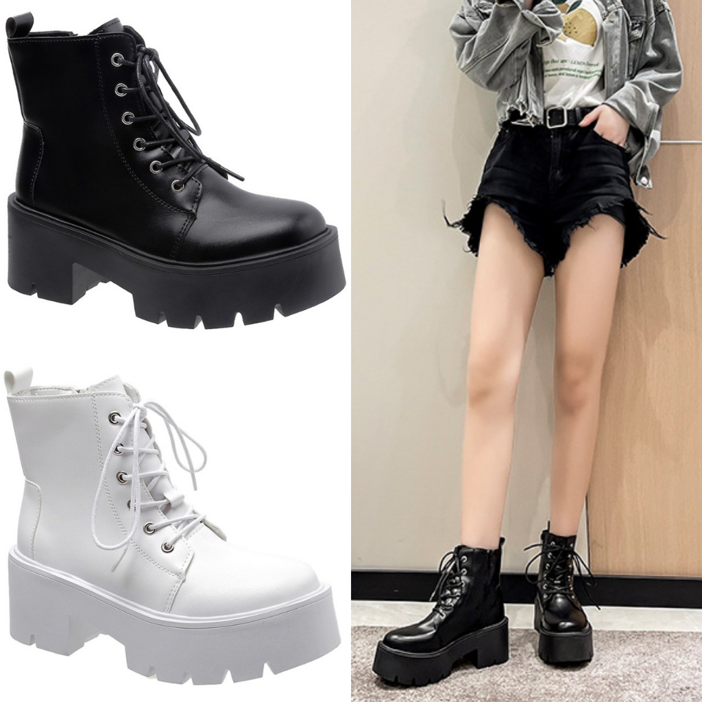 AVANCEID 1915 Boots Sepatu Sneakers Wanita Docmart Putih Hitam Import