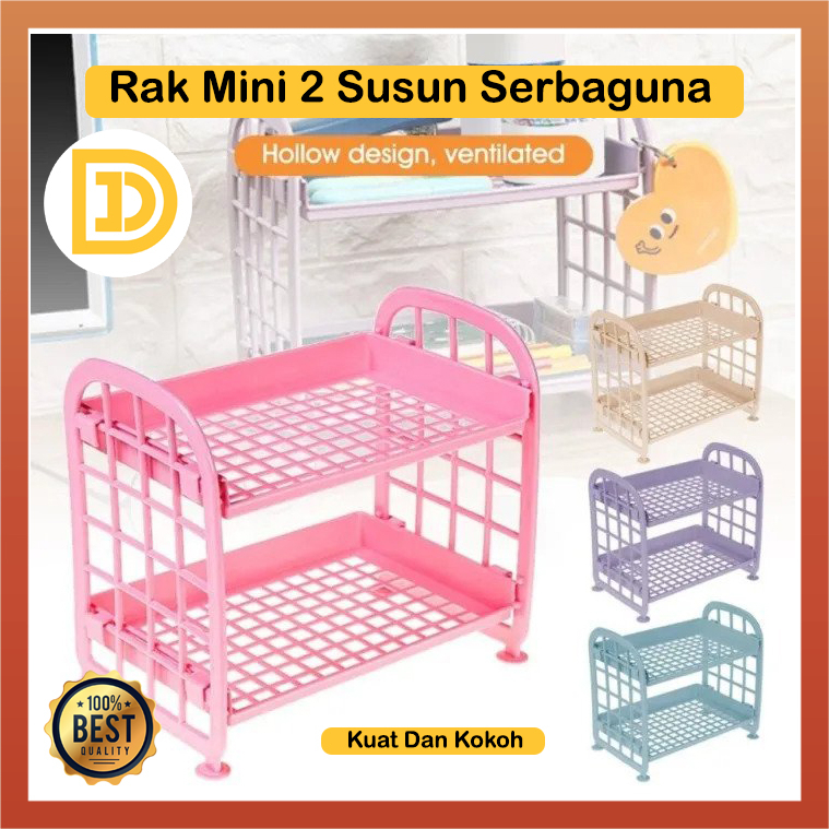 Rak Susun Plastik Mini Serbaguna 2 Susun Rak Meja Kecil Rak Dapur Kamar Mandi Rak Penyimpanan Kosmet