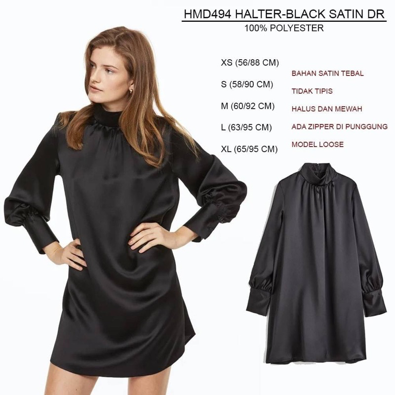 Dress Branded Wanita - HMD 494 HALTER SATIN DR