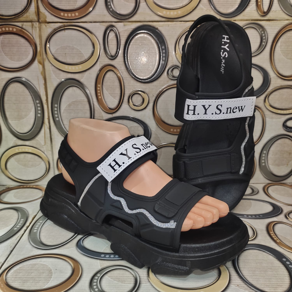 Sandal Wanita Terbaru /Sendal Selop Tali Wedges Jelly HYS NEW 2201-7/Sendal Karet  Kekinian