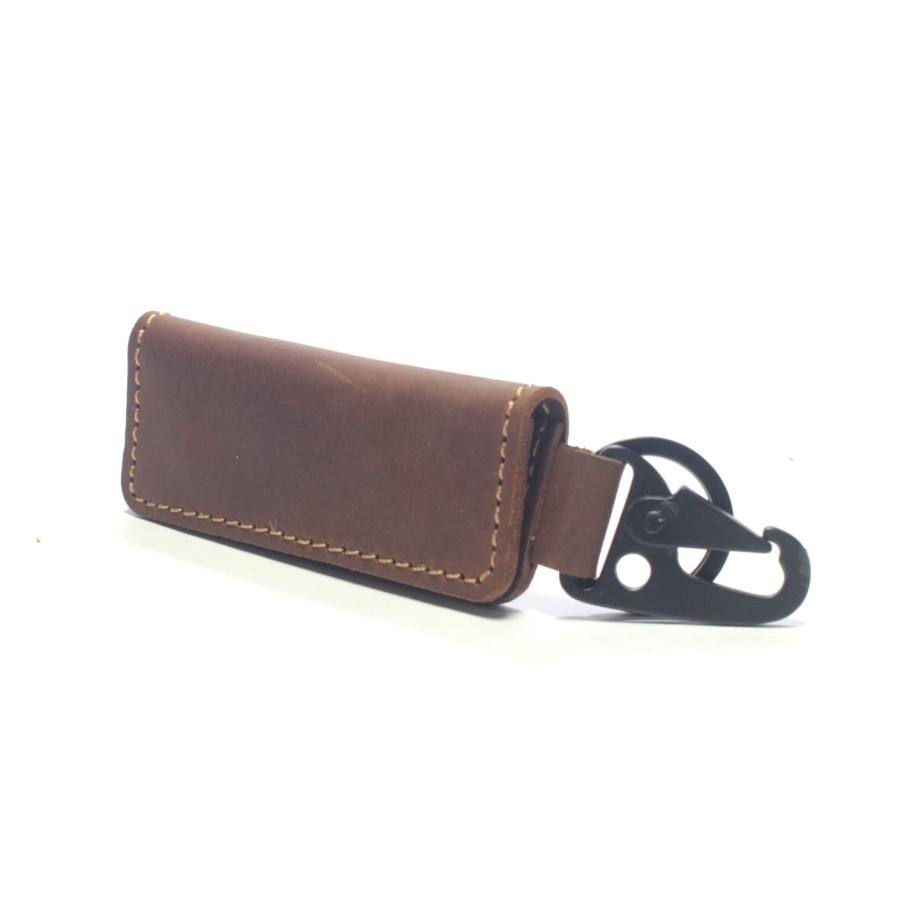 Gantungan Kunci Mobil Motor Dompet STNK Lipat Dua Slim Carabiner Kulit Asli