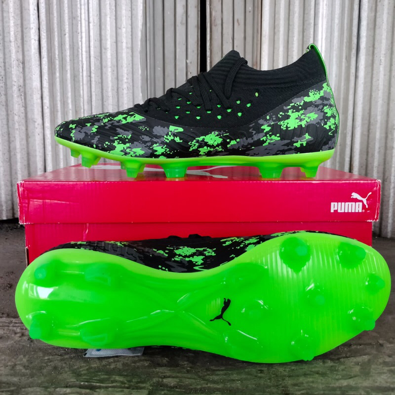 PUMA FUTURE 19.2 NETFIT FG/AG - BLACK GRAY GREEN GECKO