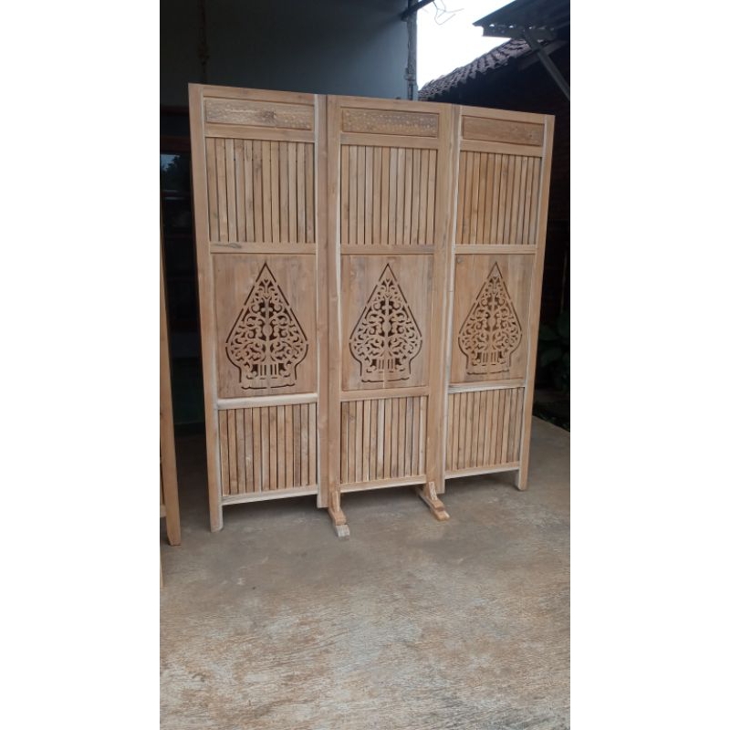 sketsel penyekat ruangan kayu jati