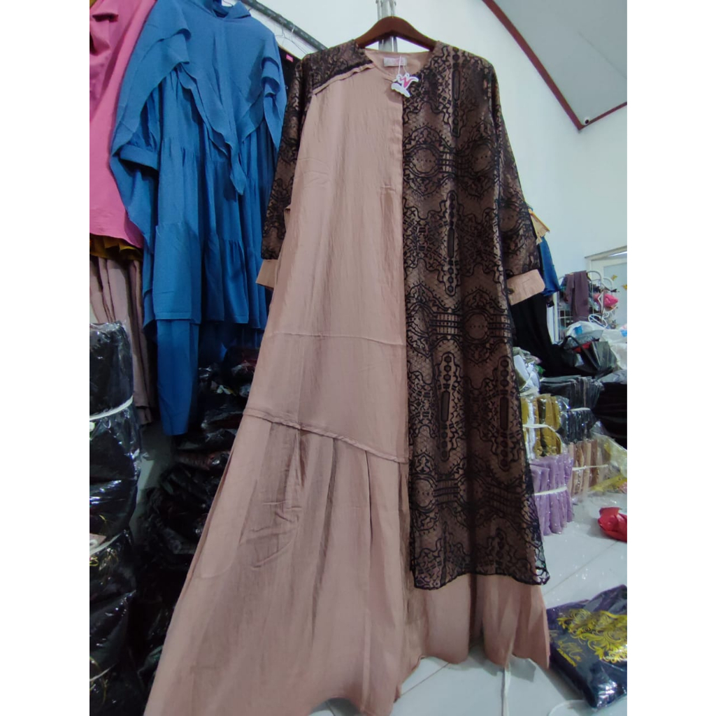 DRESS BROKAT BRUKAT AURORA &amp; ANGGUN by WELTA GAMIS KEKINIAN Waffa dress  cringkle mix armany silk gamis mewah OOTD lebaran model terbaru premium looks