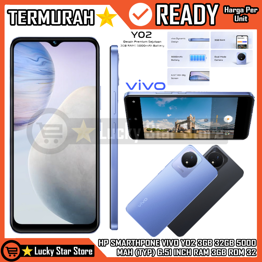 Hp Handphone Android Smartphon Gagdet Vivo Terbaru Hand Phone Hanphone Vivo Y02 3gb 32gb Battery Bat