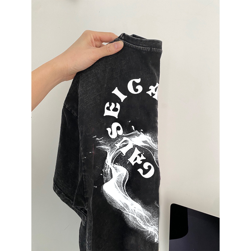 100% Katun Kaos Vintage Hitam Atasan Wanita Lengan Pendek Oversize Printed T-shirt Baju Wanita Kekinian Korean Style/kaos import wanita jumbo