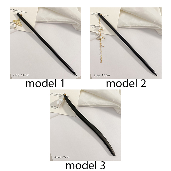 tusuk konde simpel mutiara black wooden pearl hairpin jku051(1i4)