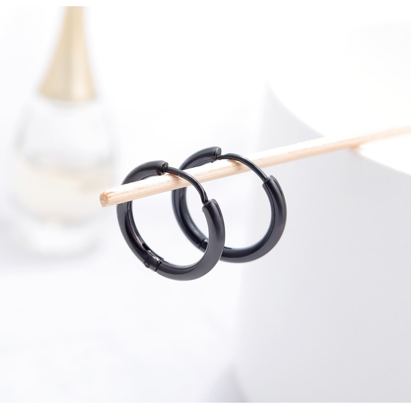 LUCAN - Anting Lucan Clanton Stainless Steel Titanium Anting Tindik Hitam Anting cowok keren Anting 