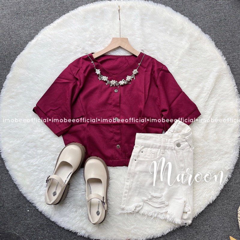 LILY TOP // BLOUSE CROPTY KANCING BUTTON MOSCREPE