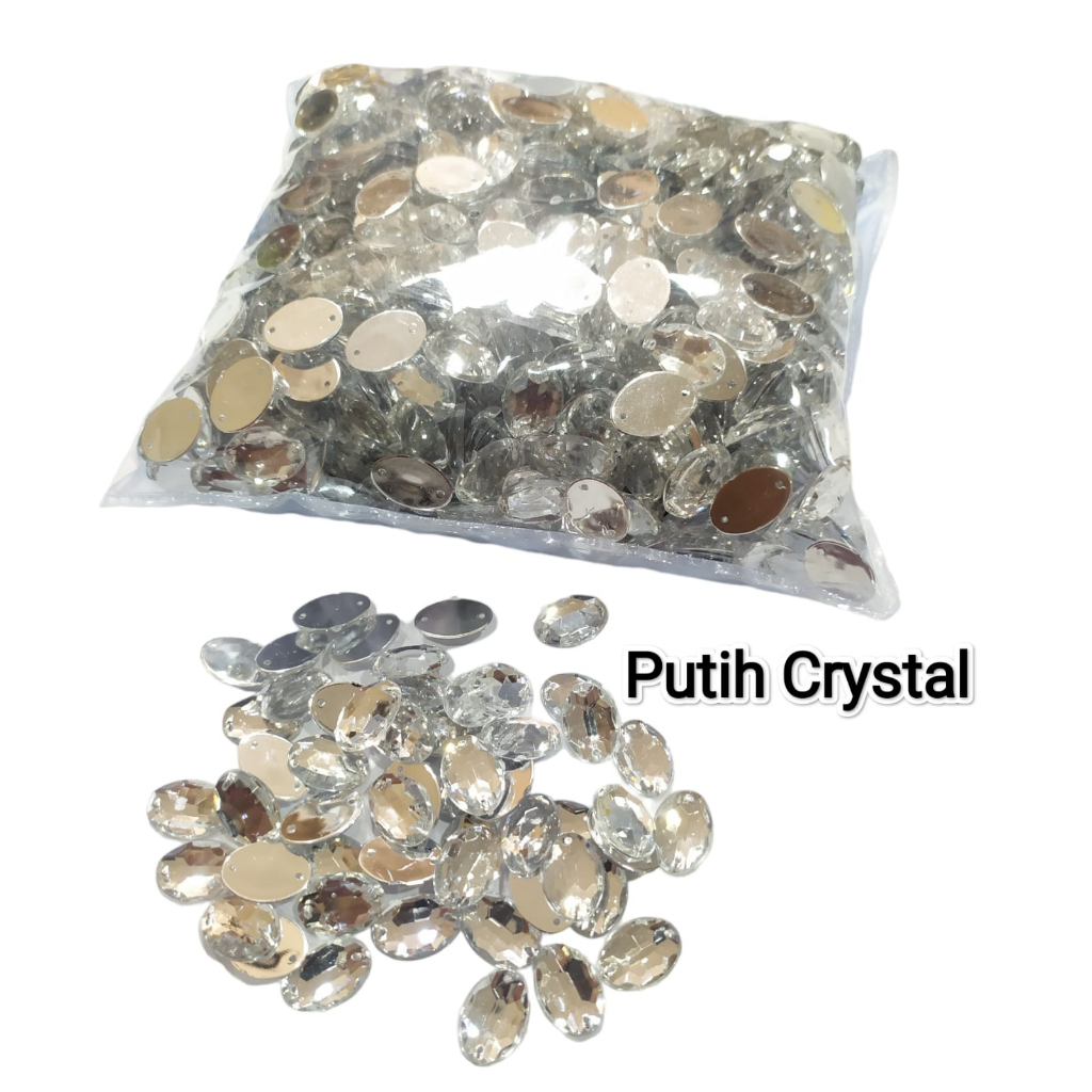 Payet / Diamond Kristal Akrilik Jahit Grade A Oval 11x16, 1000 pcs [Grosir]