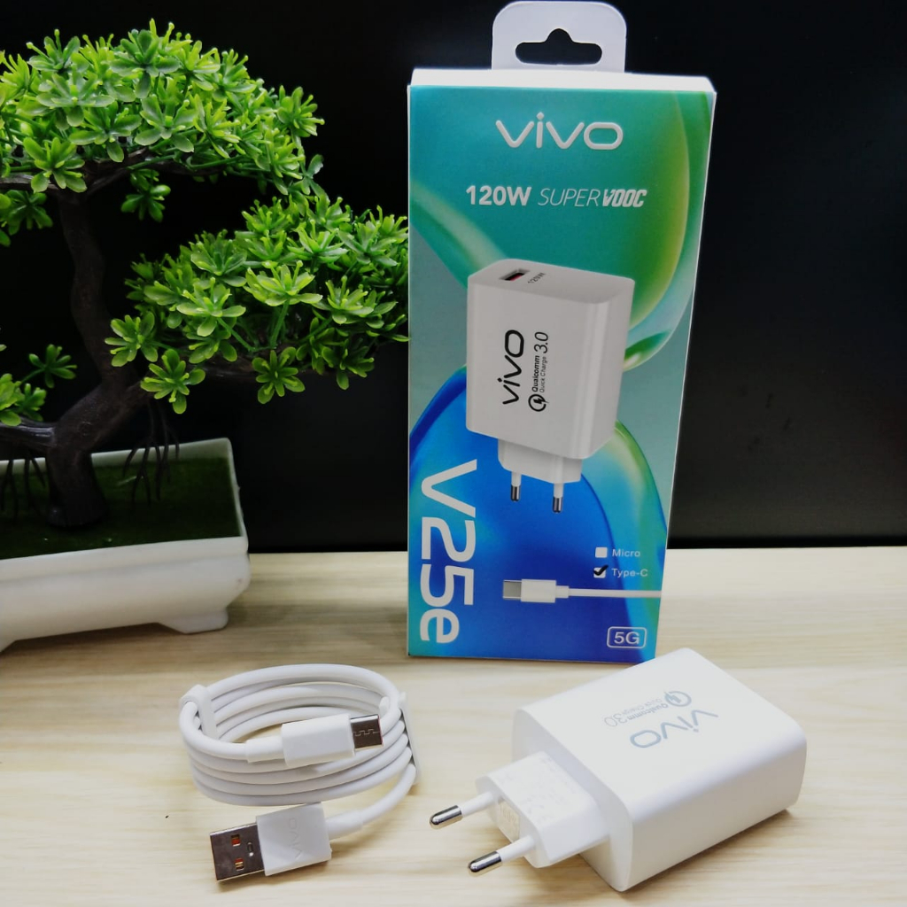 Charger Vivo V25E Dual Engine Fast Charging Dua Mesin Micro USB &amp; Type C