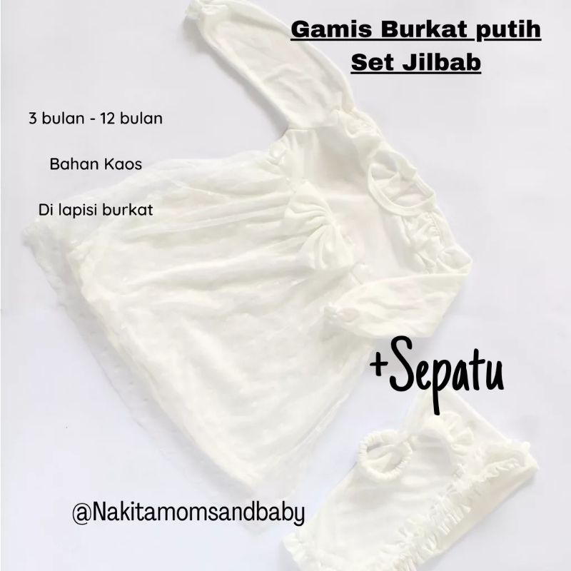 Gamis Burkat dan koko Bordir Set Sepatu Bayi Baru Lahir/Newborn Aqiqah promo 8.8