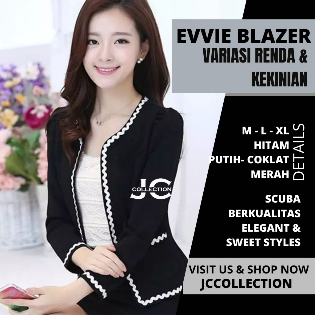 Blazer Kerja Wanita Korea Style Big Size Variasi Pita Efe size M - XL