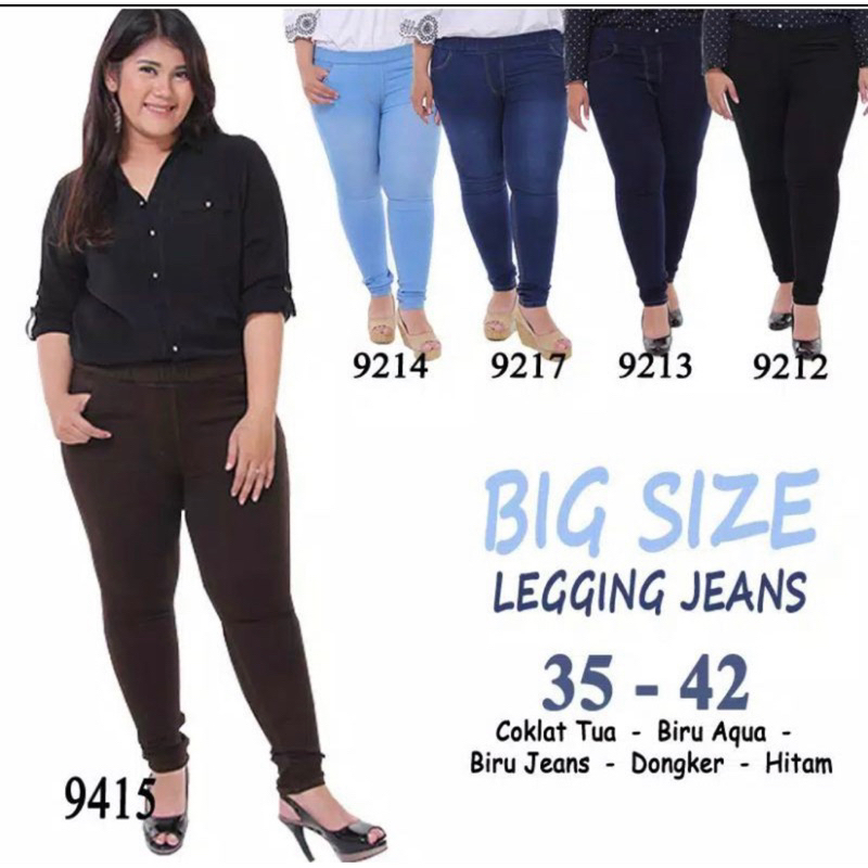 Celana jeans pinggang karet lejing slim jumbo/ngaret/street