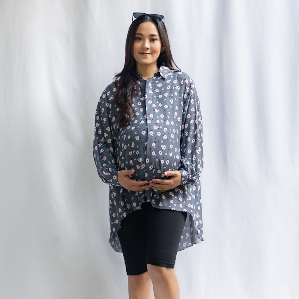 Bajuboo Ayumi - Kemeja Batwing Oversize Bumil &amp; Busui Friendly Rayon Lengan Panjang