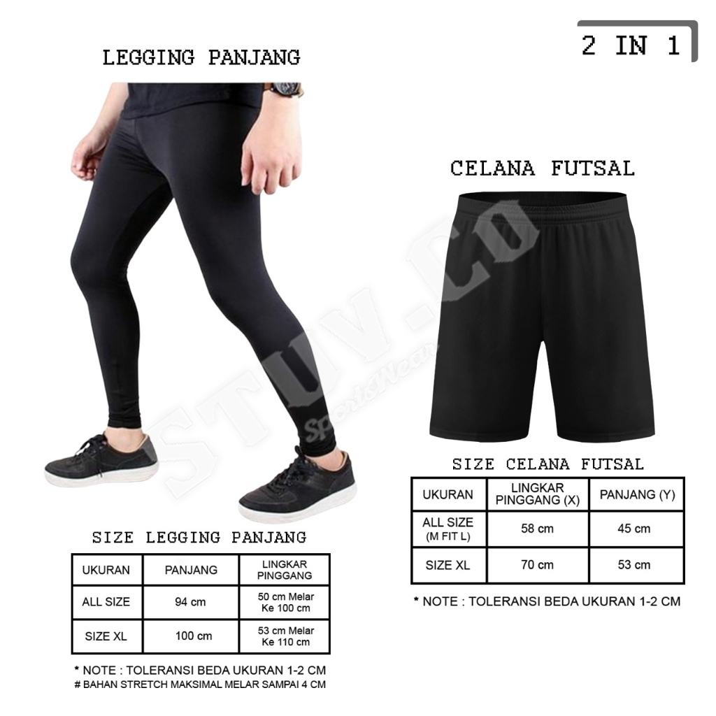 PAKET 2IN1 OLAHRAGA LEGGING PANJANG DAN CELANA FUTSAL PRIA WANITA