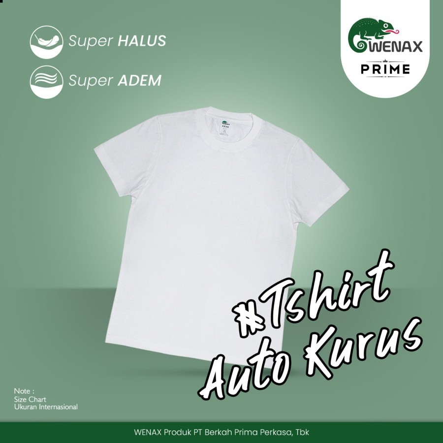 M - tshirt putih WENAX PRIME Baju Kaos Polos Kasual Putih Auto Kurus