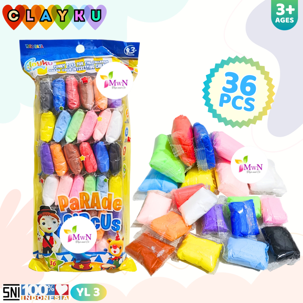 MWN  Mainan Edukasi Clayku Lilin Polymer isi 36pc YL3