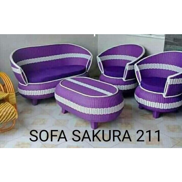 Sofa Minimalis / Kursi Tamu Rotan Sintetis Sakura