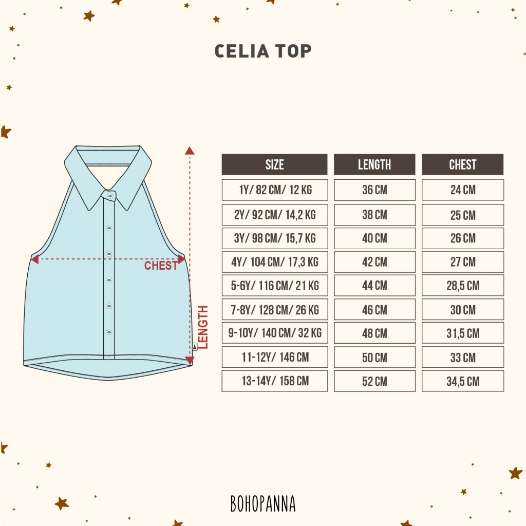 Bohopanna Celia Top 1-14 Tahun Top Atasan Kutung / Blouse Sleeveless Fashion Anak Perempuan