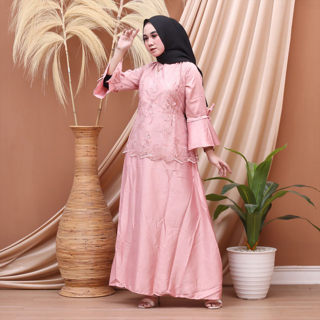 Saroja (581) Gamis Brokat Kekinian Gamis Mayasa | SJ Fashion