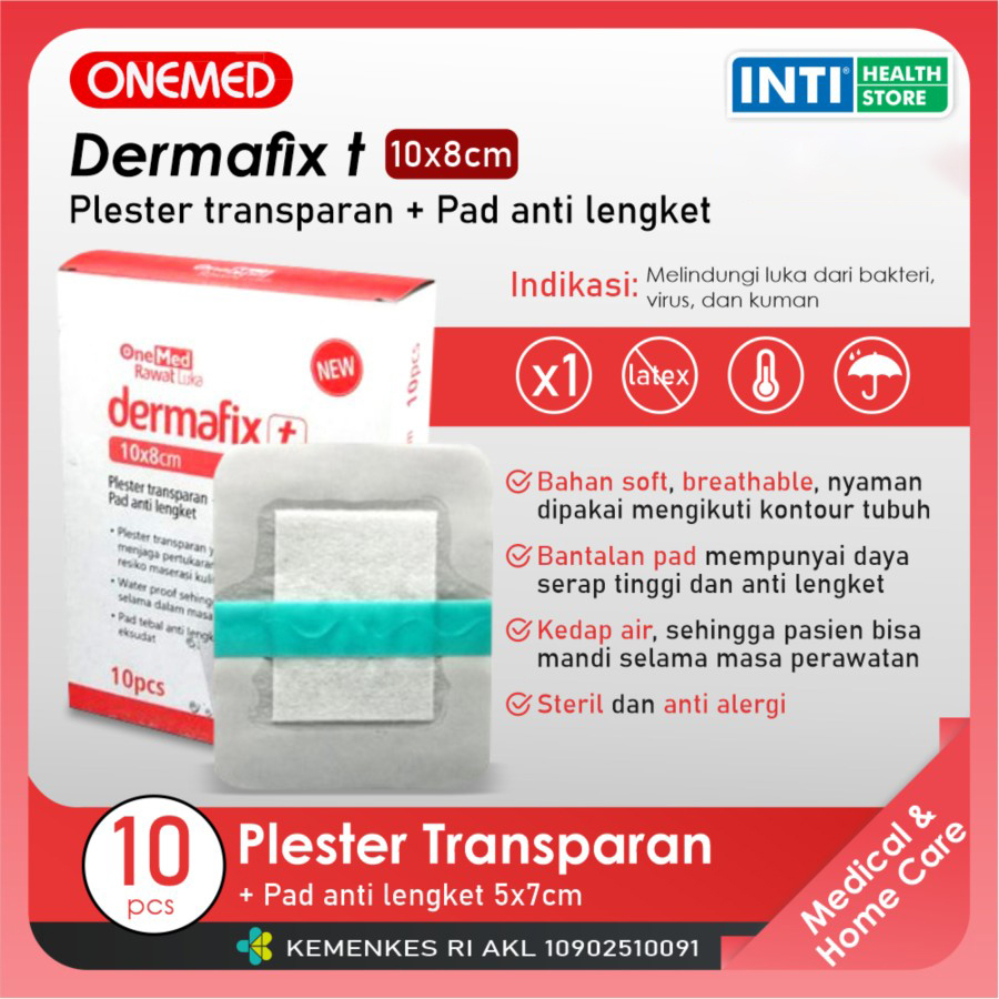 ONEMED | Dermafix T Plester 10 x 8 cm | Plester Transparan